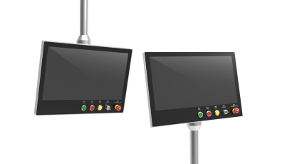 21.5" pole-mounted panel PC with integrated custom button